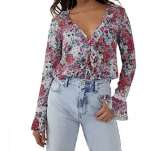 Free People Heat Wave Long Sleeve Floral Bodysuit iRose Garden Combo Size XS - Picture 1 of 14